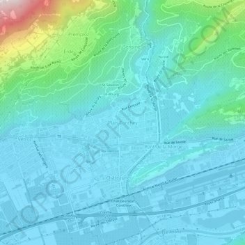 Carte topographique Plan-Conthey, altitude, relief