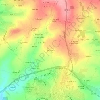 Carte topographique Limpiguet, altitude, relief