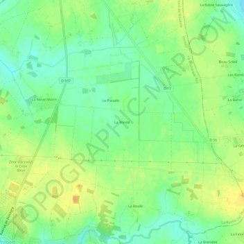 Carte topographique La Trinité, altitude, relief