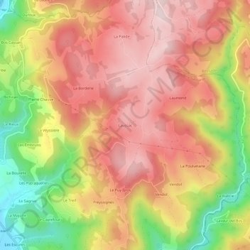 Carte topographique Laussac, altitude, relief