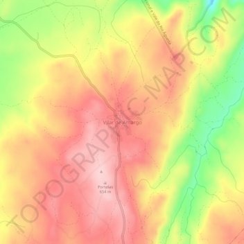 Carte topographique Vilar de Amargo, altitude, relief