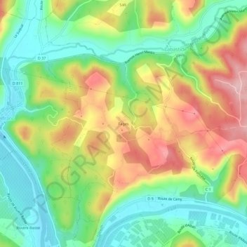 Carte topographique Fages, altitude, relief