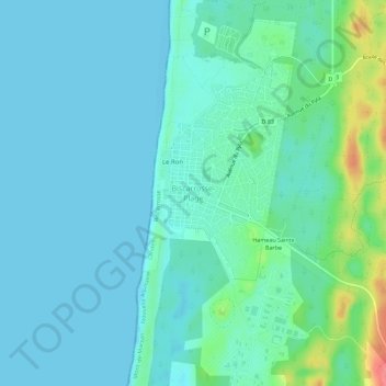 Carte topographique Biscarrosse-Plage, altitude, relief