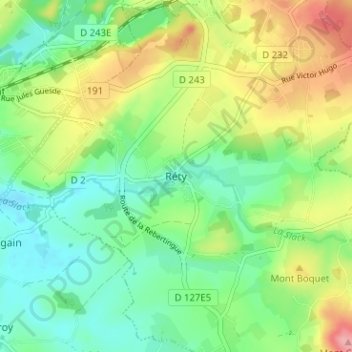 Carte topographique Réty, altitude, relief