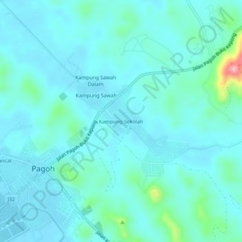 Carte topographique Kampung Sekolah, altitude, relief