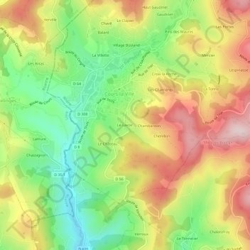 Carte topographique Le Lavoir, altitude, relief