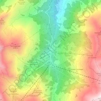 Carte topographique Hochfügen, altitude, relief
