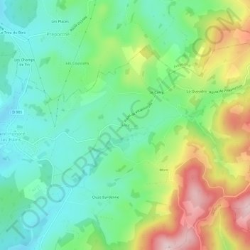 Carte topographique Tussy, altitude, relief