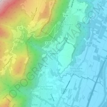 Carte topographique Montalieu, altitude, relief