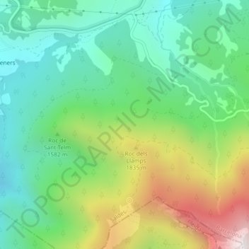 Carte topographique Costa del Roderet, altitude, relief