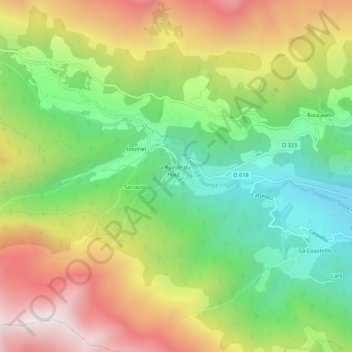Carte topographique La Ruzole du Bas, altitude, relief