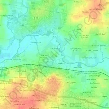 Carte topographique La Haute Roche, altitude, relief