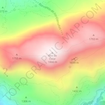 Carte topographique Alto de Calar, altitude, relief