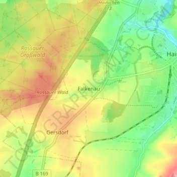 Carte topographique Falkenau, altitude, relief