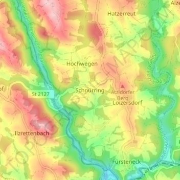 Carte topographique Schnürring, altitude, relief