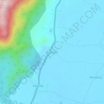Carte topographique Buangin, altitude, relief
