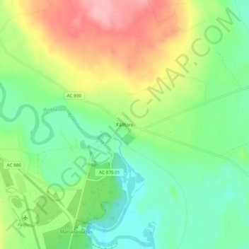 Carte topographique Fällfors, altitude, relief