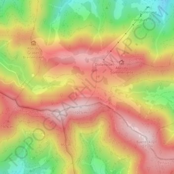Carte topographique Source de la Doller, altitude, relief