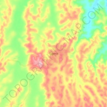 Carte topographique Sigmo, altitude, relief