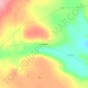 Carte topographique Grundfors, altitude, relief