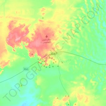 Carte topographique Aïoun El Atrouss, altitude, relief
