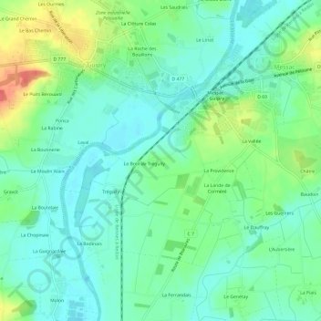 Carte topographique Bois du Breil, altitude, relief
