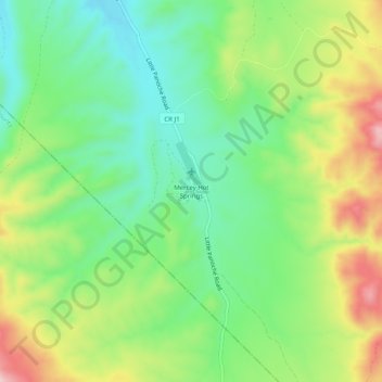 Carte topographique Mercey Hot Springs, altitude, relief