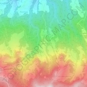 Carte topographique Gustern, altitude, relief