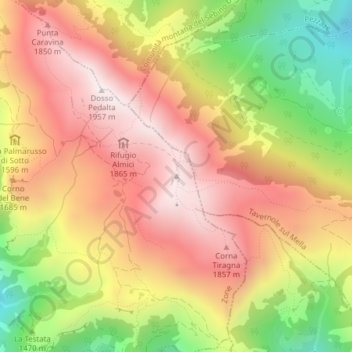 Carte topographique Monte Guglielmo, altitude, relief