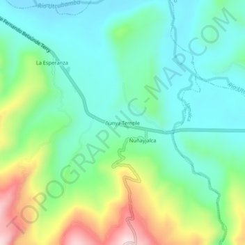 Carte topographique ñunya Temple, altitude, relief