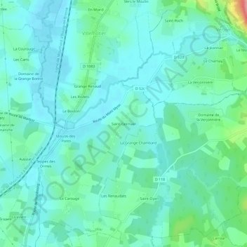 Carte topographique Saint-Germain, altitude, relief