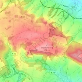 Carte topographique Baumberg, altitude, relief