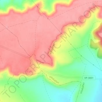 Carte topographique Cornalvo, altitude, relief