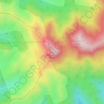 Carte topographique Mariposa Peak, altitude, relief