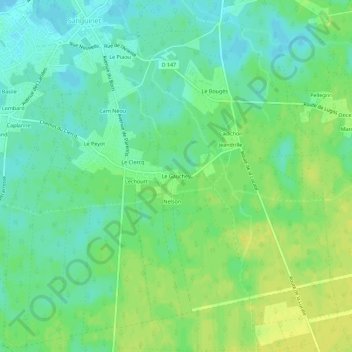 Carte topographique Le Gauchey, altitude, relief