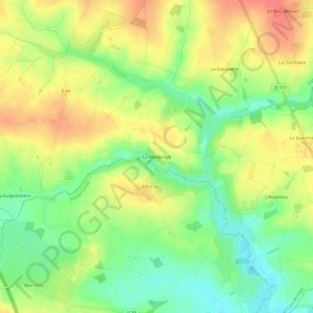 Carte topographique La Meilleraye, altitude, relief