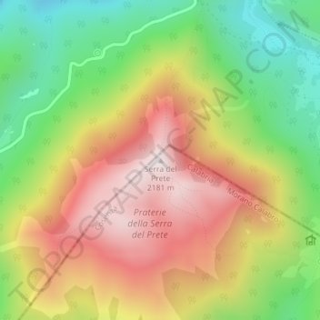 Carte topographique Serra del Prete, altitude, relief