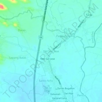 Carte topographique Old San Jose, altitude, relief