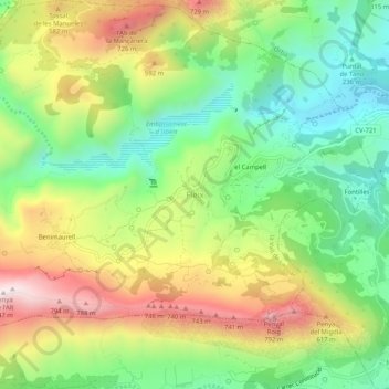 Carte topographique Fleix, altitude, relief