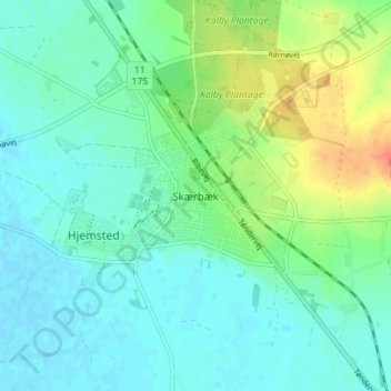 Carte topographique Scherrebek, altitude, relief