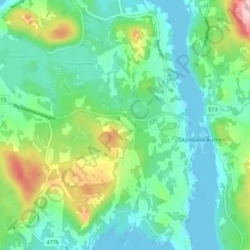Carte topographique Dueland, altitude, relief
