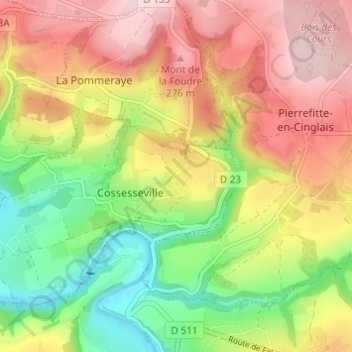Carte topographique Le Jardin, altitude, relief
