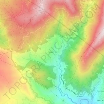 Carte topographique Teixeira, altitude, relief