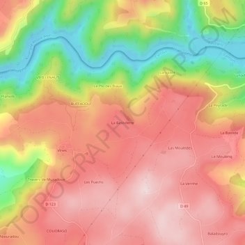Carte topographique La Bastidette, altitude, relief