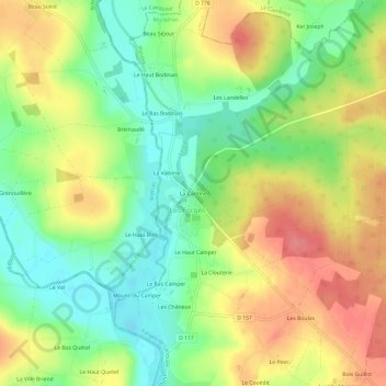 Carte topographique La Cantine, altitude, relief