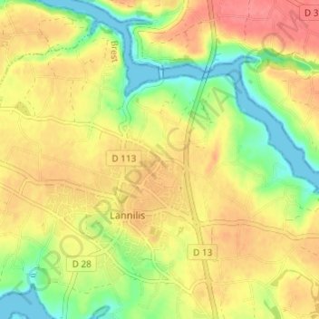 Carte topographique Mezeozen, altitude, relief