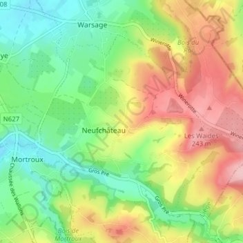 Carte topographique Aubin, altitude, relief