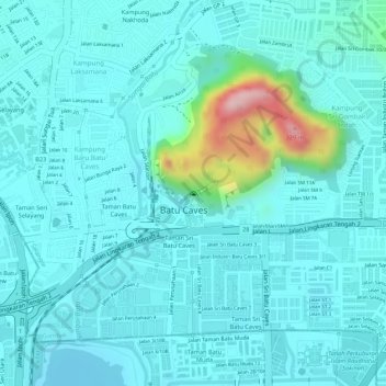 Carte topographique Dark Cave (Closed), altitude, relief