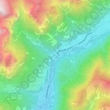 Carte topographique Mazzin, altitude, relief