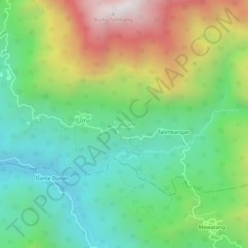 Carte topographique Ledan, altitude, relief